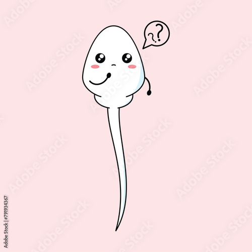 Cute happy funny sperm cell vector illustration design. suitable for infographic, sticker, mascot, t-shirt, etc. Eps 10.