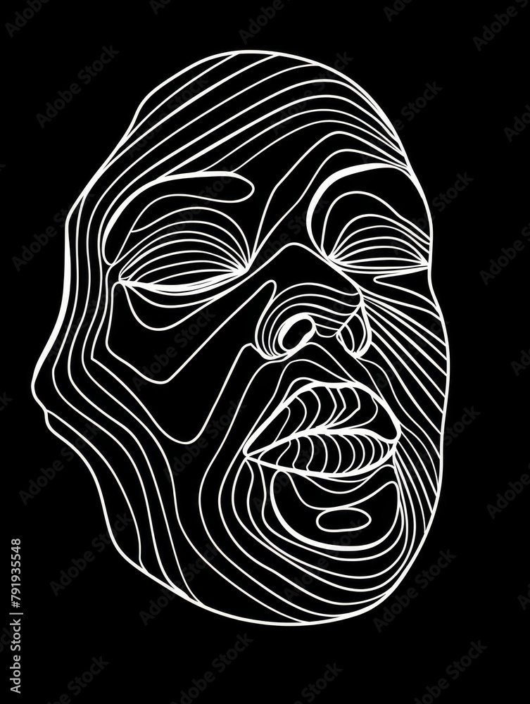 Abstract Black and White Line Art of Face Abstract Black and White Line Art of Face