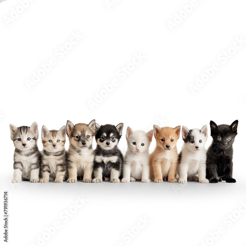 Cute pets domestic animals isolated on a transparent background 