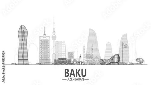 Baku architecture line skyline 4k (ID: 791937929)