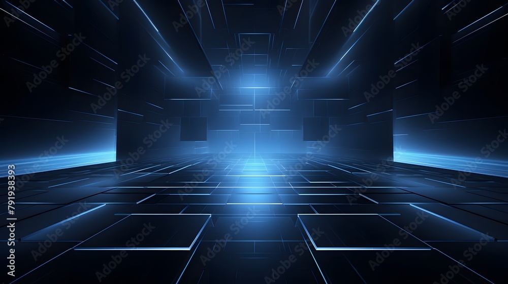 3d rendering of blue and black abstract geometric background. Scene for advertising, technology, showcase, banner, game, sport, cosmetic, business, metaverse. Sci-Fi Illustration. Product display 3d rendering of blue and black abstract geometric background. Scene for advertising, technology, showcase, banner, game, sport, cosmetic, business, metaverse. Sci-Fi Illustration. Product display