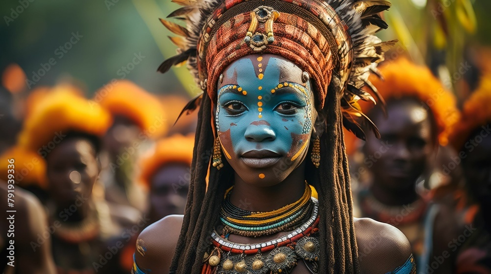 This visual narrative portrays a vibrant tribal festival in Africa. The ...