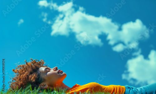 Step into a serene tableau where a pretty young red-haired girl sleeps peacefully amidst sun-drenched meadows. Bathed in the golden glow of the radiant sun, she exudes an aura of warmth and tranquilit