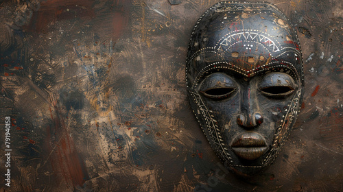 an African Mask adorned with traditional ornaments and embellishments, with its weathered surface and timeless beauty serving as a testament to the enduring legacy of African art and culture.
