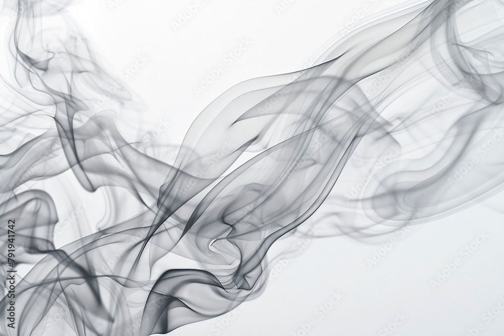 Gray smoke on white background, abstract art. Movement of fire design.