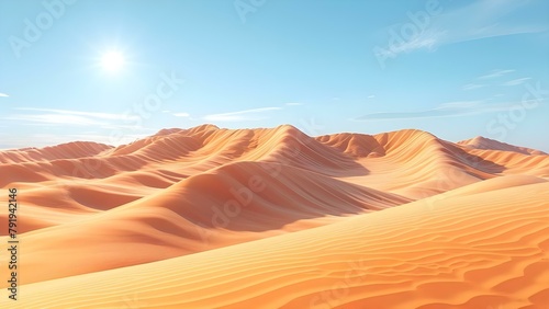 Desert landscape dunes sand oasis camels heat nomads wilderness sun mirage. Concept Desert Landscape, Dunes, Sand, Oasis, Camels, Heat, Nomads, Wilderness, Sun, Mirage