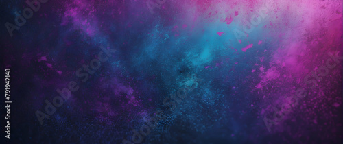 Abstract space concept showing vibrant dust particles in purple and blue hues suggesting a cosmic nebula
