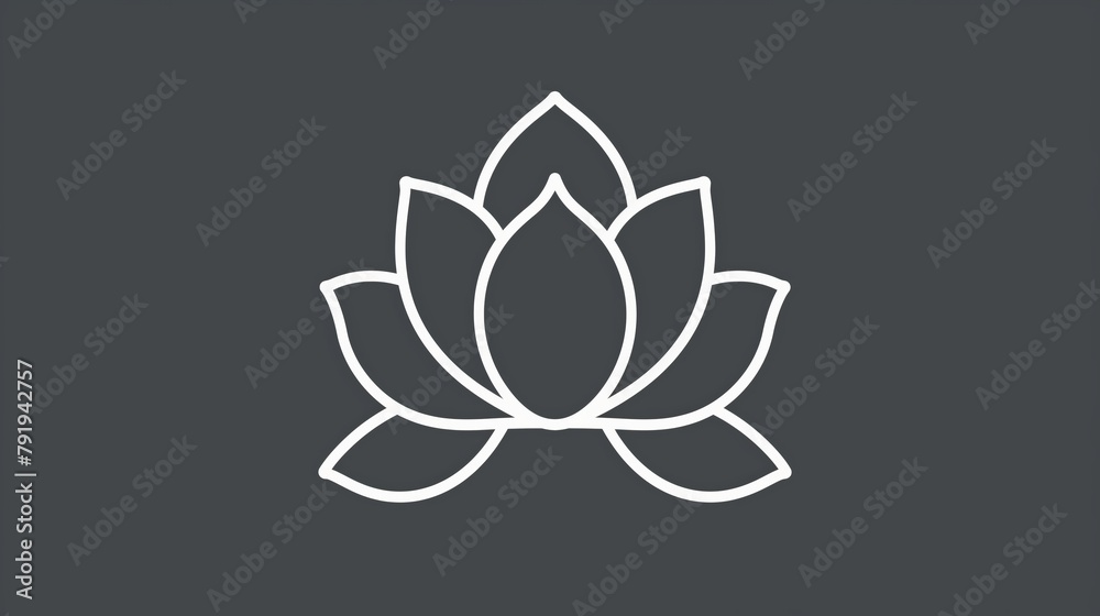 Minimalist lotus flower line art on a dark background Minimalist lotus flower line art on a dark background