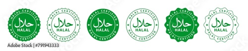Foto Halal food certified icon set