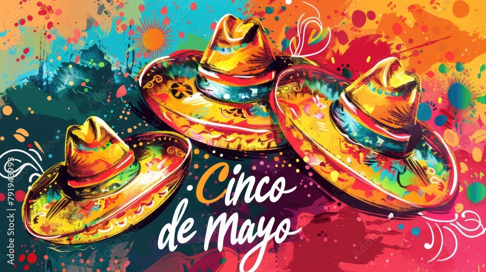 Colorful card with inscription for Cinco de Mayo celebration