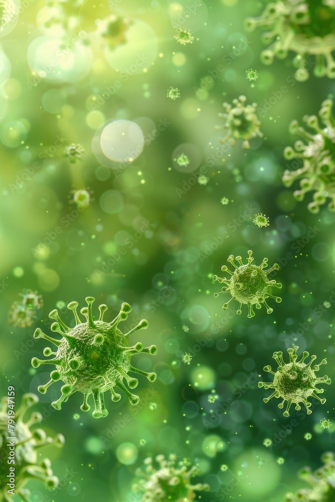 Virus Particles in a Green Microscopic View