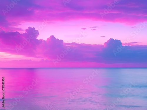 The natural beauty of the pink sky and blue sea