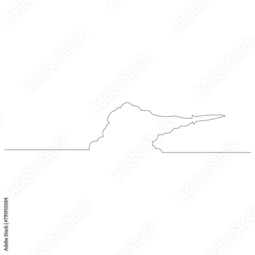発射されたミサイルのイラストのシンプルな線画　ベクター
