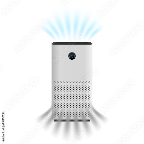 Air purifier with a digital screen isolated on white background, vector illustration