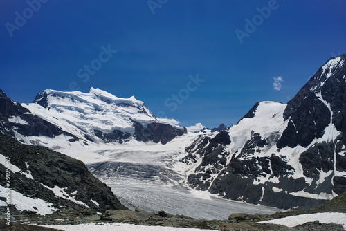 Grand Combin massif and Glacier de Corbassiere in the western Pennine Alps, Switzerland. photo