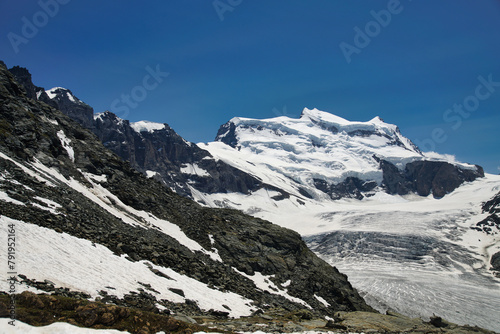 Grand Combin massif and Glacier de Corbassiere in the western Pennine Alps  Switzerland.