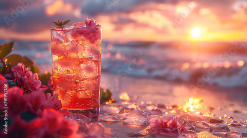Summer cocktails on luxury tropical beach