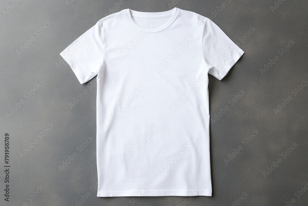 a white t shirt mockup on a grey background, in the style of minimalist monochromes сreated with Generative Ai a white t shirt mockup on a grey background, in the style of minimalist monochromes сreated with Generative Ai