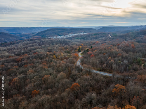 Aerial landscape of scenery during Fall around abandoned coal town Centralia Pennsylvania photo