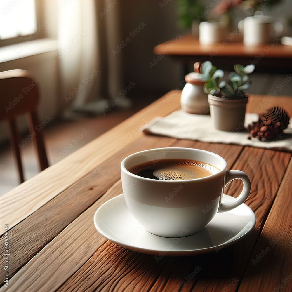 Einfache Kaffeetasse auf einem Holztisch