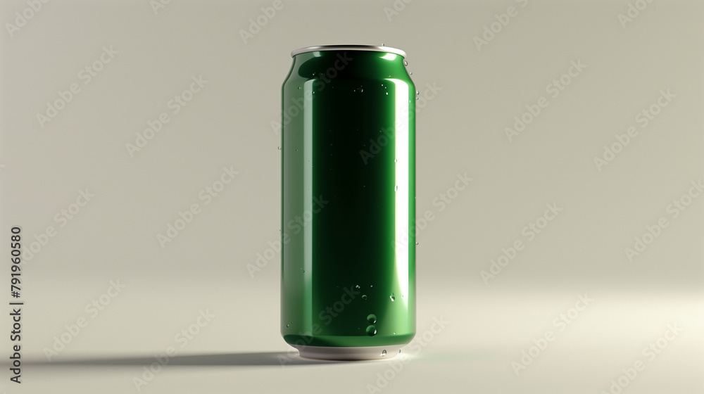 Green soda can with water droplets on white background. Green soda can with water droplets on white background.
