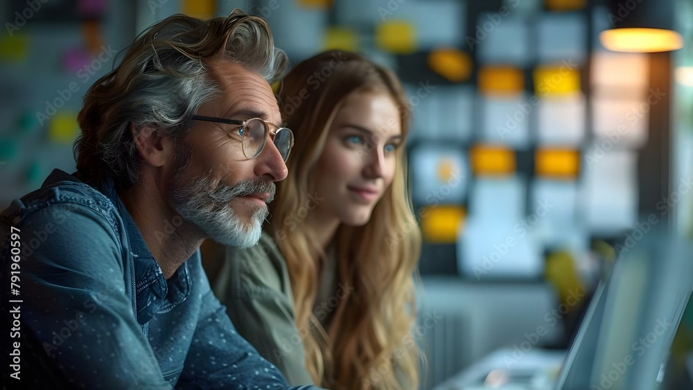 Two employees in office discussing ideas with CEO leaning forward attentively. Concept Office Discussion, Team Collaboration, Brainstorming Session, Leadership Interaction, Corporate Strategy Meeting