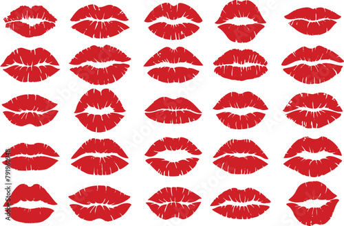 Woman lips lipstick kiss prints. Seamless pattern multi color lipstick kiss on white background. Fabric print design  cosmetic industry marketing poster or flyer idea. Editable vector  eps 10.