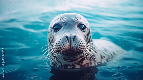 close up portrait of sea lion in water