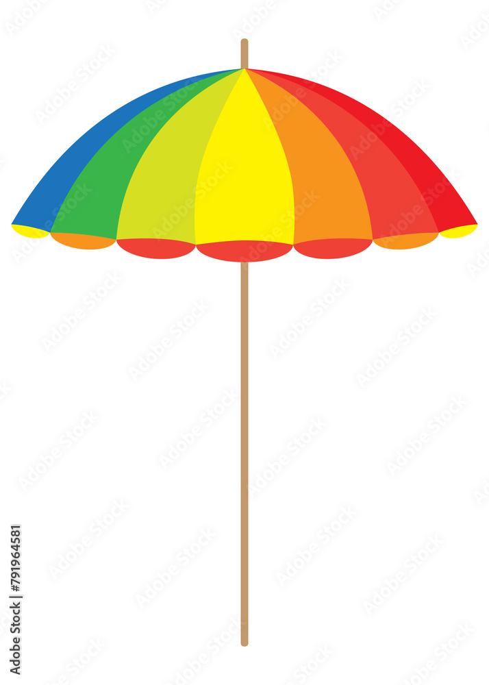 Beach Umbrella multicolour Blue,Green,Yellow,Orange,Red Colour, illustration Element for Spring ,Summer holiday by the sea Beach Umbrella multicolour Blue,Green,Yellow,Orange,Red Colour, illustration Element for Spring ,Summer holiday by the sea