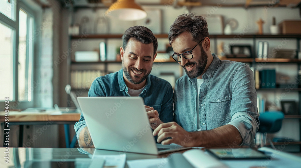 Two Professionals Collaborating Using Digital Devices In A Modern Office Environment Two Professionals Collaborating Using Digital Devices In A Modern Office Environment