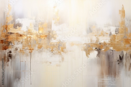 The abstract picture of the gold  grey and white colour that has been painted or splashed on the white blank background wallpaper to form random shape that cannot be describe yet beautiful. AIGX01.
