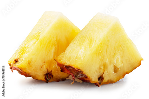 Ripe pineapple  and pineapple slices isolated on white background. File contains clipping path. © volff