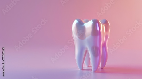 Shiny Silver Tooth Symbolizing Excellent Oral Hygiene and Dental Care on a Soft Gradient Background
