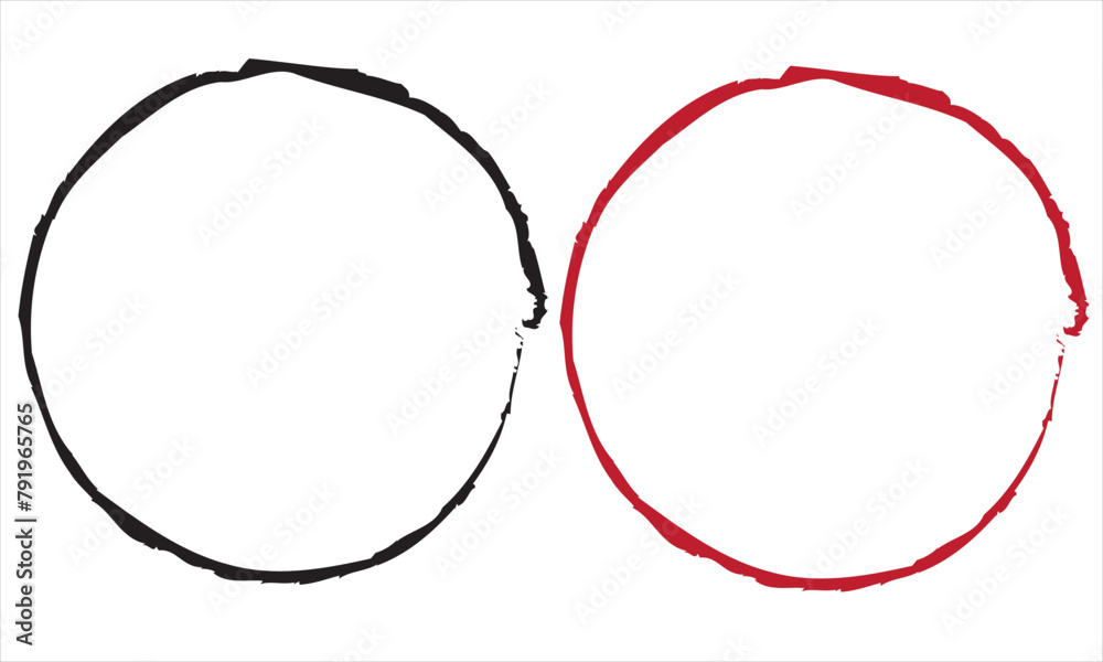 Two colour circle brush strokes isolated, hand drawn paint brush circle logo frame .Vector illustration Two colour circle brush strokes isolated, hand drawn paint brush circle logo frame .Vector illustration