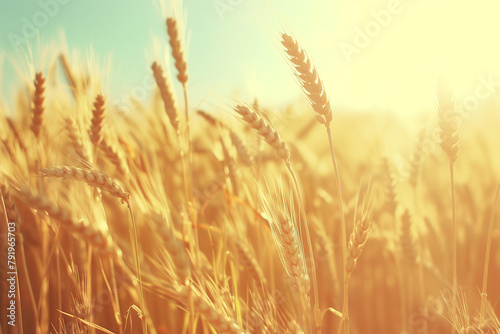 Close up golden wheat. Agricultural and nature concept. High quality photo