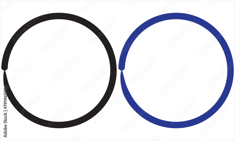 Two colour circle brush strokes isolated, hand drawn paint brush circle logo frame .Vector illustration Two colour circle brush strokes isolated, hand drawn paint brush circle logo frame .Vector illustration