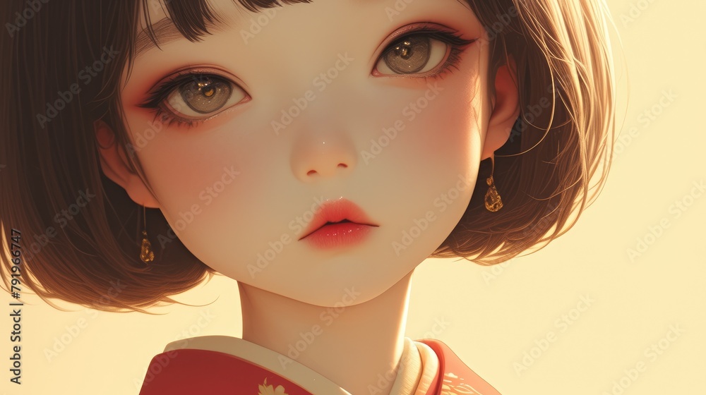 The adorable little Japanese doll s head