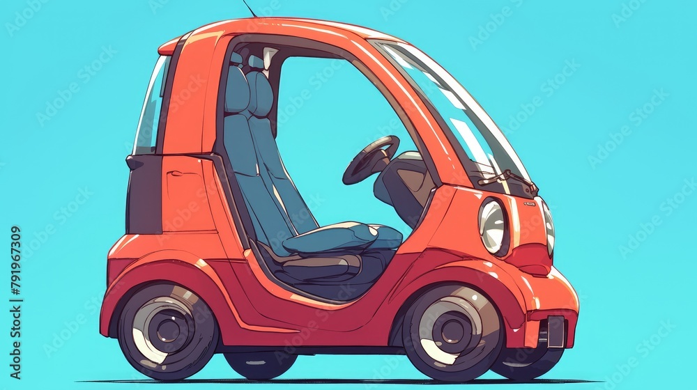 Naklejka premium A cartoon depicting the side view of a car