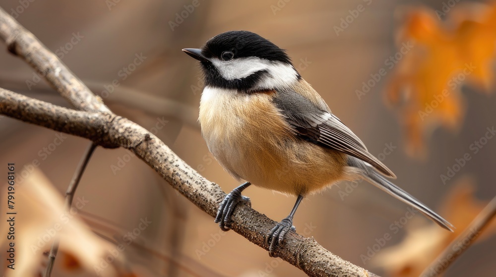 Obraz premium a small bird perched on a branch in autumn