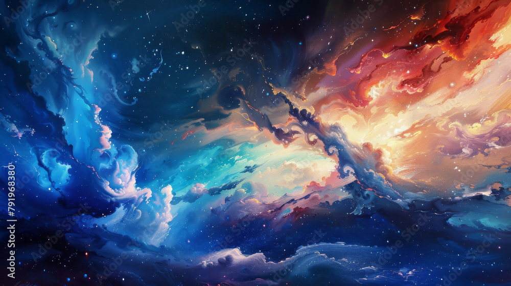 Fototapeta premium Cosmic Canvas An Oil Painting of the Universe
