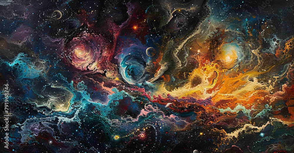 Fototapeta premium Cosmic Canvas An Oil Painting of the Universe