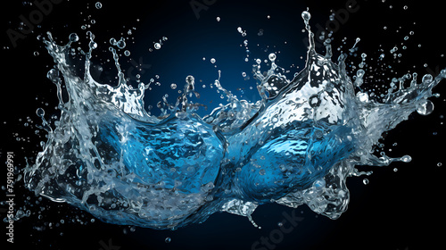 Water splash on dark blue background