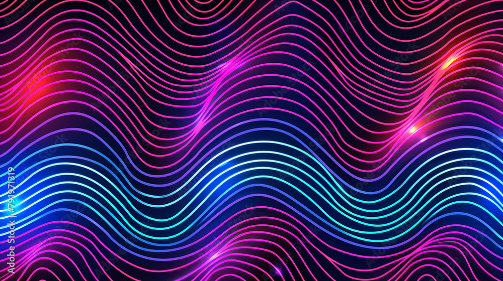 Vibrant Neon Waves Radiating in a Dynamic Pattern