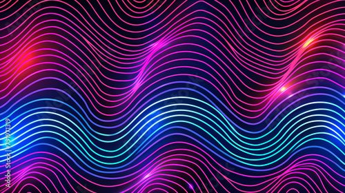 Vibrant Neon Waves Radiating in a Dynamic Pattern photo