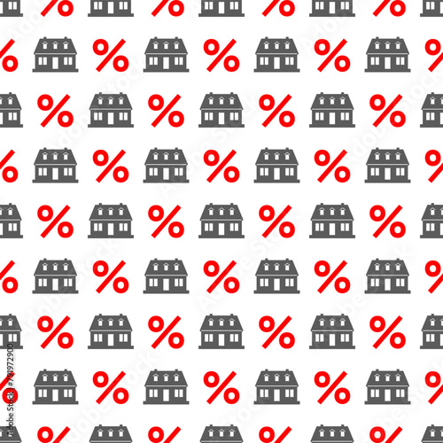 Seamless pattern with house icons and percent signs