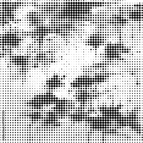 Halftone faded gradient texture. Grunge halftone grit background. White and black sand noise wallpaper. Retro pixilated vector backdrop