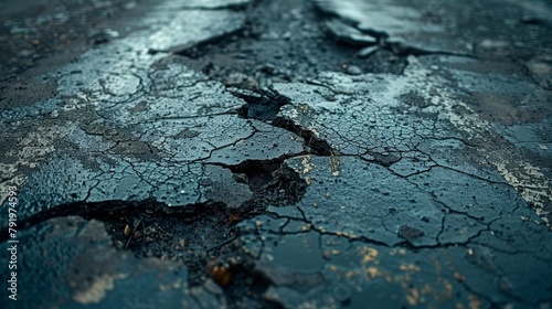 City Road in Disrepair: Potholes and Cracked Asphalt Generative AI
