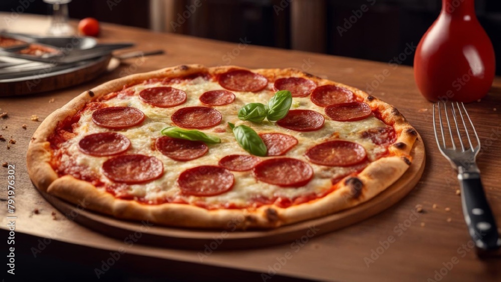 pizza with salami and cheese (Generated AI) pizza with salami and cheese (Generated AI)