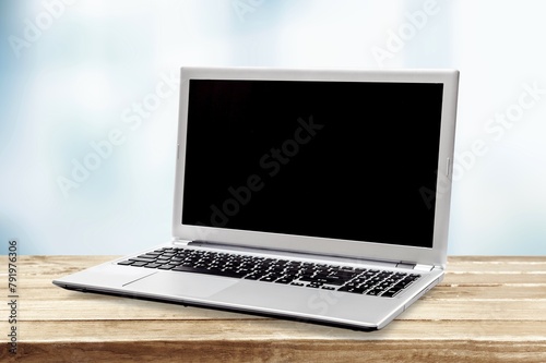 Modern technology laptop computer on the desk