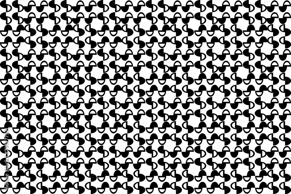 Abstract seamless repeating pattern. Black and white seamless geometric textile pattern. Abstract mosaic tile wallpaper decor.